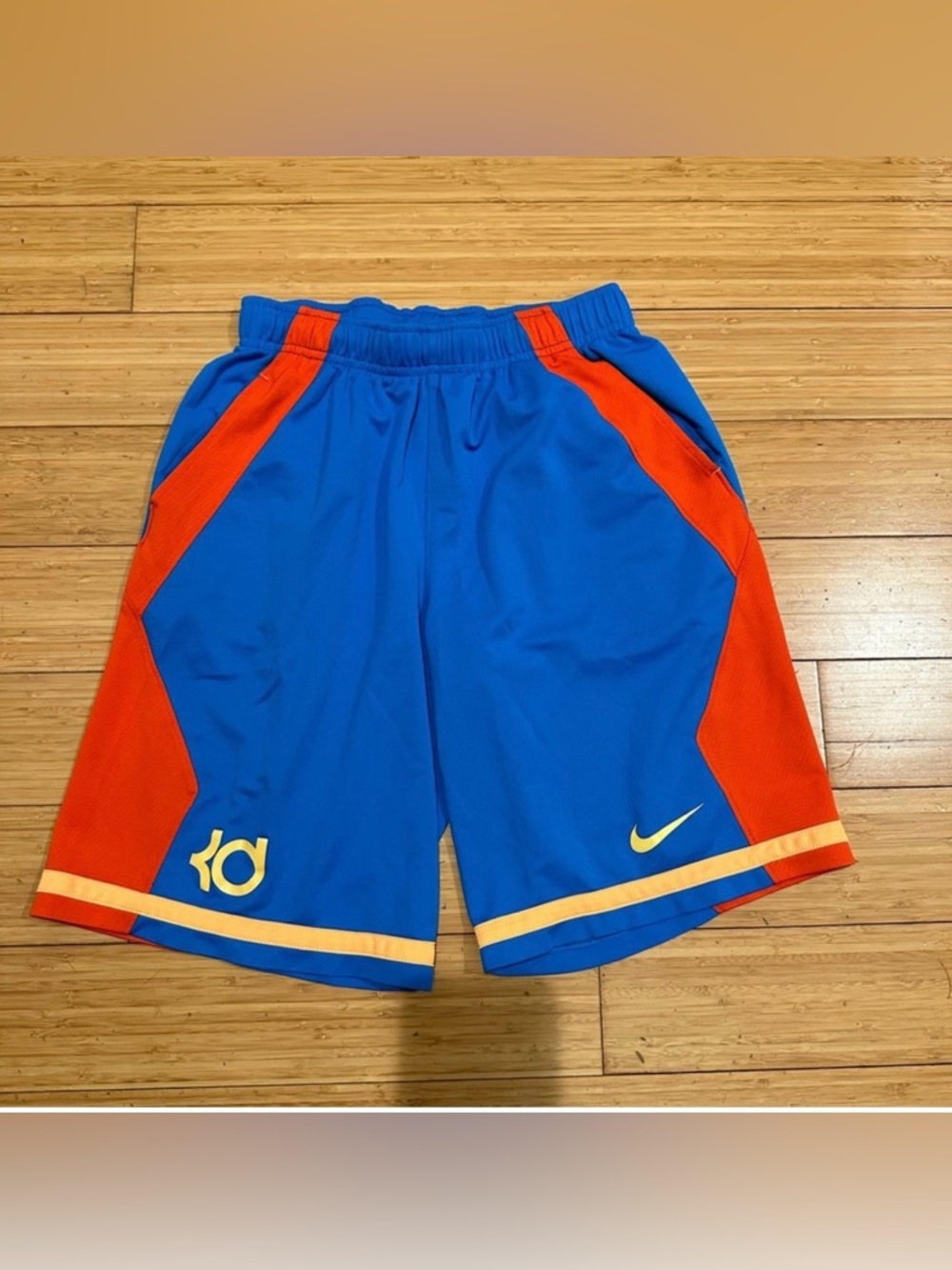 Nike KD Kevin Durant Boys Basketball Shorts Youth M Blue Orange Dri-Fit